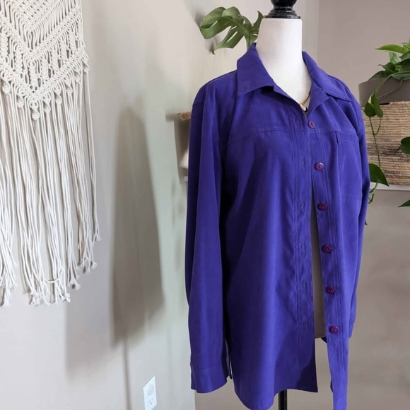 4/$20 Vintage Alia Deep Purple Long Sleeve Shirt Jacket Size 12 - Picture 4 of 4